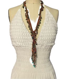 Lariat Hand crocheted beaded  Elegant Multicolor Beaded Necklace